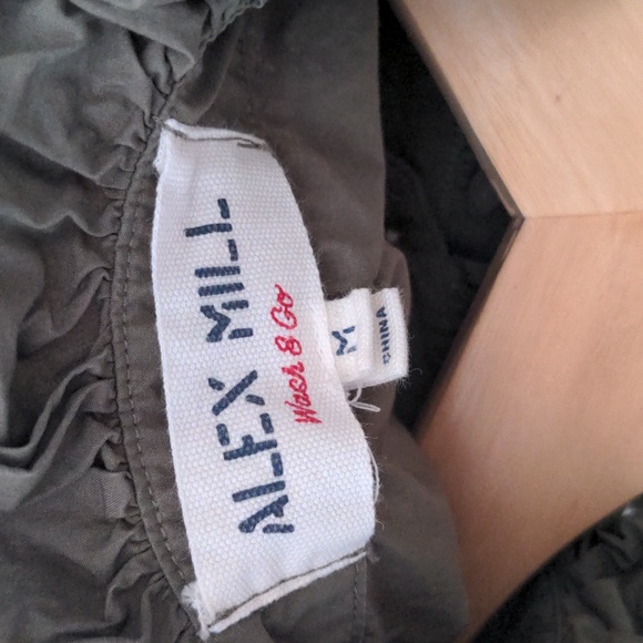 ALEX MILL Easy Ruffle Cotton Poplin Shirt, Dusty Olive, Size M, Spring - Picture 12 of 15